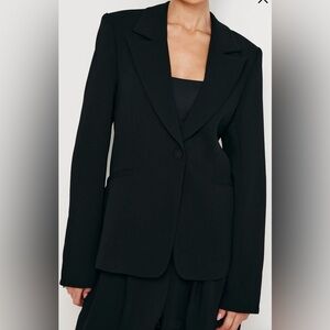 Good American Women’s Black Luxe Suiting Sculpting Blazer Size 2 Medium Button